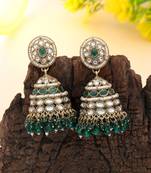 Green color kundan earrings