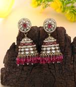 Rani color kundan earrings