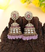 Light purple color kundan earrings