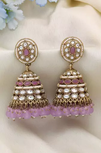 Light purple color kundan earrings