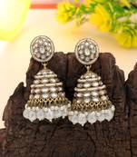 White color kundan earrings