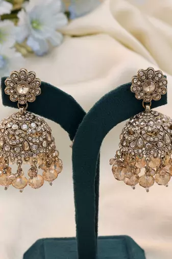 Gold color kundan earrings
