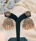 Gold color kundan earrings