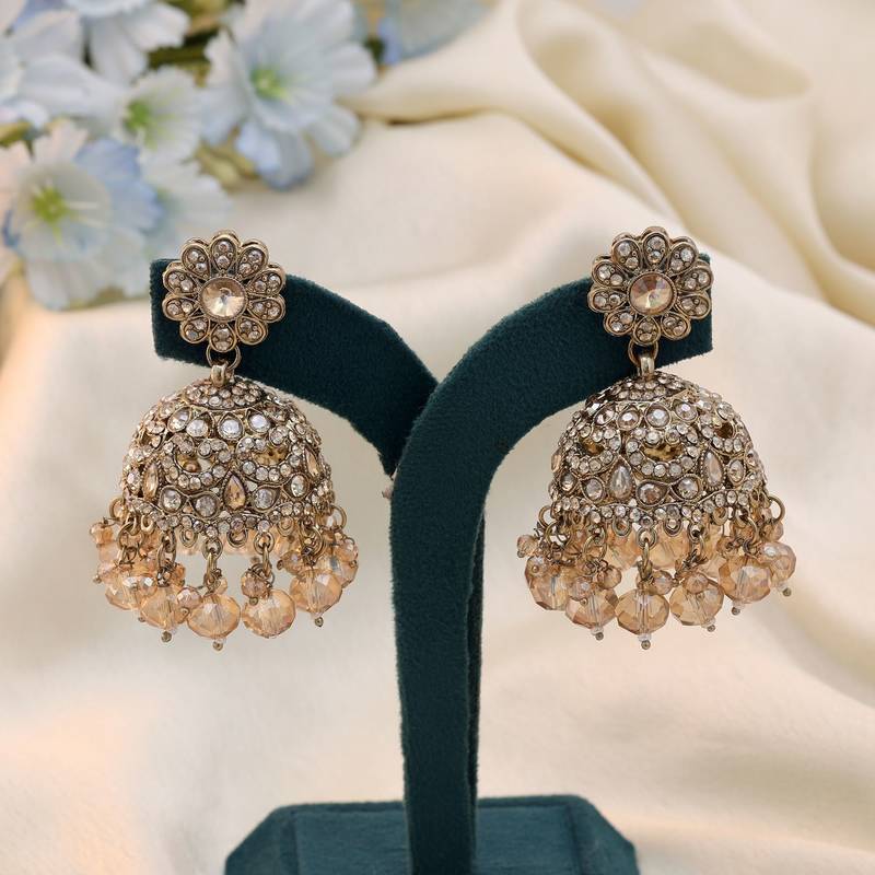 Gold color kundan earrings