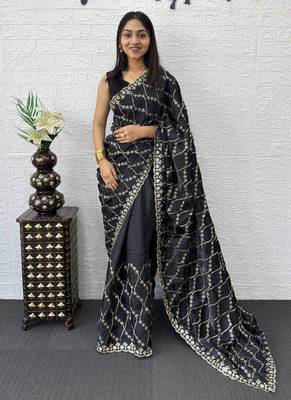 Black Color  Embroidery Work art silk saree 1