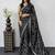 Black Color  Embroidery Work Silk Saree