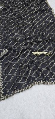 Black Color  Embroidery Work art silk saree 4