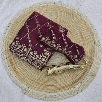 Maroon Color  Embroidery Work art silk saree 5