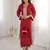 womens trending marron color natural crepe with real mirror lace work kurta set