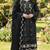 Black chiffon semi stitched suit with embroidery & crystal khatli work