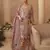 Multicolor crep silk free size stitched suit with digitak print & aari work