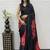 Black Color Heavy Mirror Work Satin Silk Saree