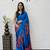 Blue Color Heavy Mirror Work Satin Silk Saree