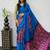 Blue Color Heavy Mirror Work Satin Silk Saree