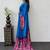 Blue Color Heavy Mirror Work Satin Silk Saree