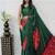 Green Color Heavy Mirror Work Satin Silk Saree