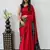 Red Color Heavy Mirror Work Satin art silk saree