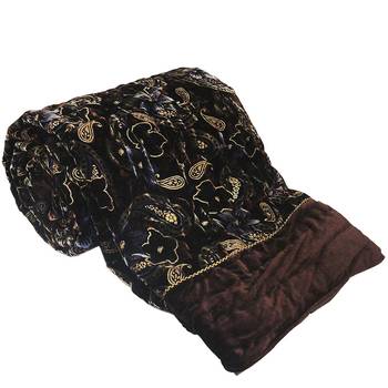 Designer Jaipuri Double Bed Brown Velvet 1