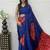 Royal Blue Color Heavy Mirror Work Satin Silk Saree