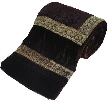 Jaipuri Dark Brown Double Bed Velvet 1