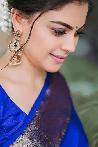 Royal blue silk blend woven saree