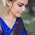 Royal blue silk blend woven saree