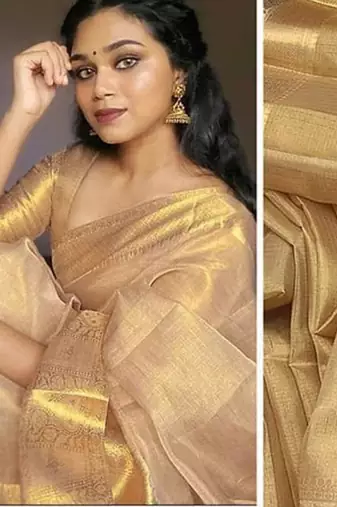 Beige tissue woven saree
