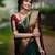 Green silk blend woven saree