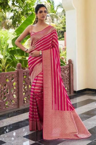 Pink art silk woven saree
