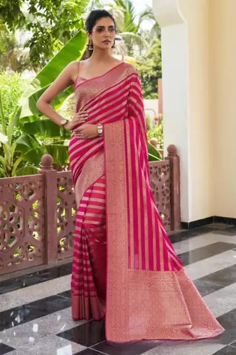 Pink art silk woven saree