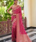Pink art silk woven saree