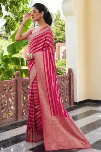 Pink art silk woven saree