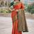Orange silk blend woven saree
