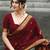 Maroon silk blend woven saree