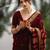 Maroon silk blend woven saree