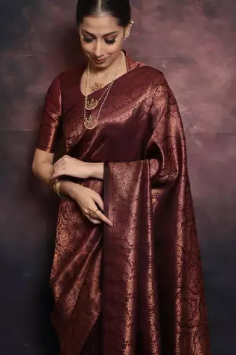 Maroon art silk woven saree
