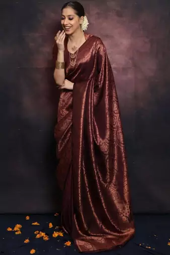Maroon art silk woven saree