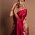 Red satin printed saree