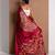 Red satin printed saree