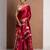 Red satin printed saree