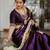 Purple silk blend woven saree