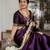 Purple silk blend woven saree