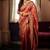 Red silk blend embroidered saree