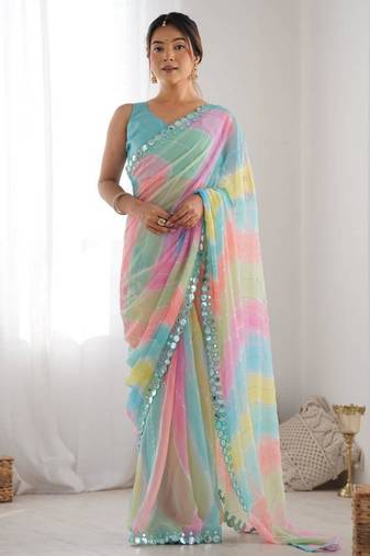 Multicolor georgette printed saree