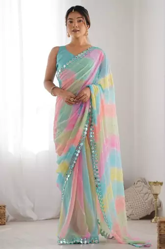 Multicolor georgette printed saree
