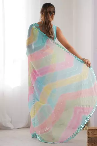 Multicolor georgette printed saree
