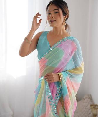 Multicolor georgette printed saree 3