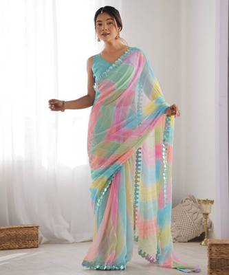 Multicolor georgette printed saree 4