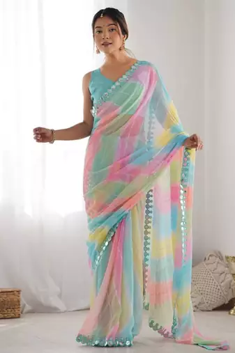 Multicolor georgette printed saree