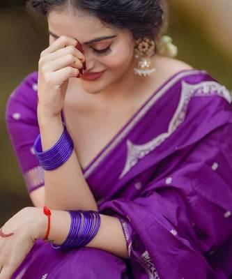 Purple silk blend woven saree 2